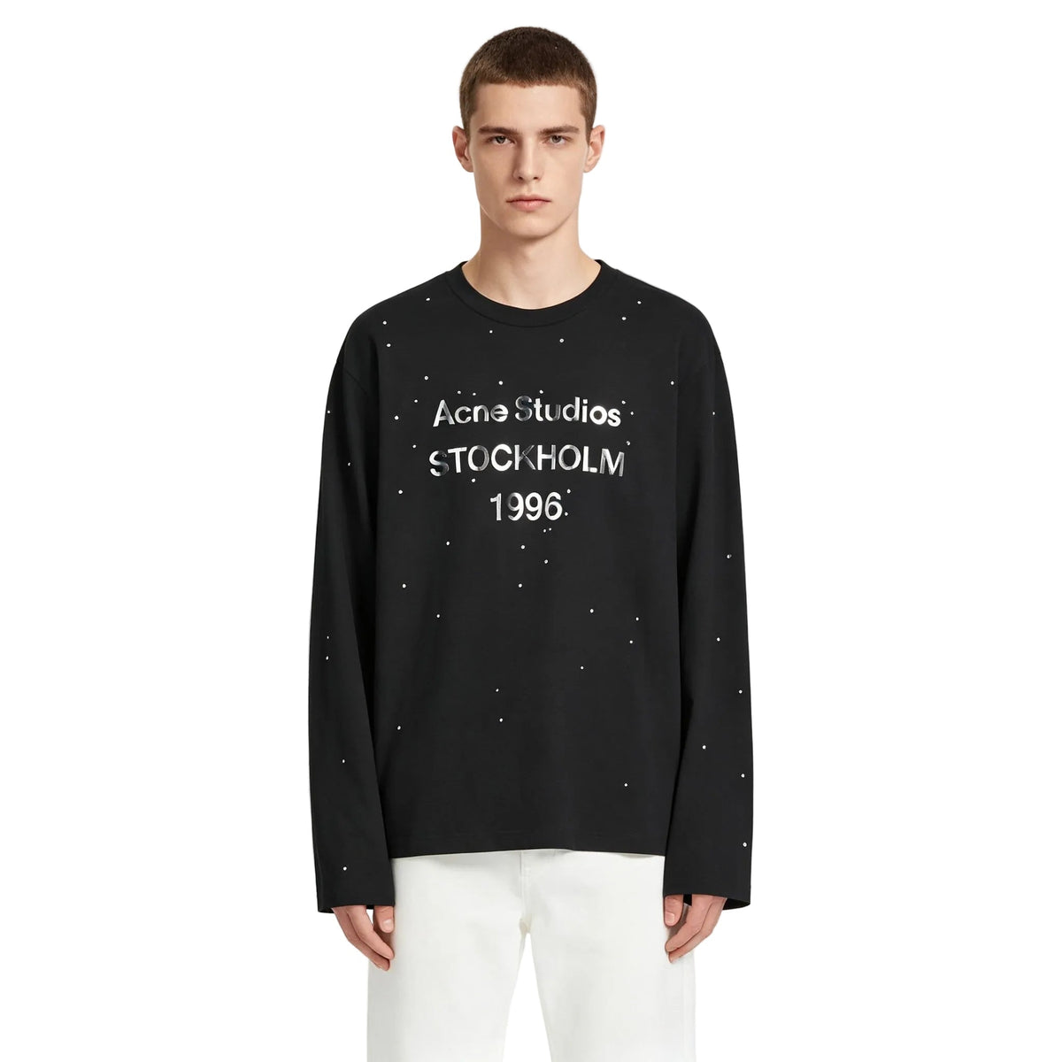 ACNE STUDIOS EDDEN RHINESTONE LONG SLEEVE TOP Black