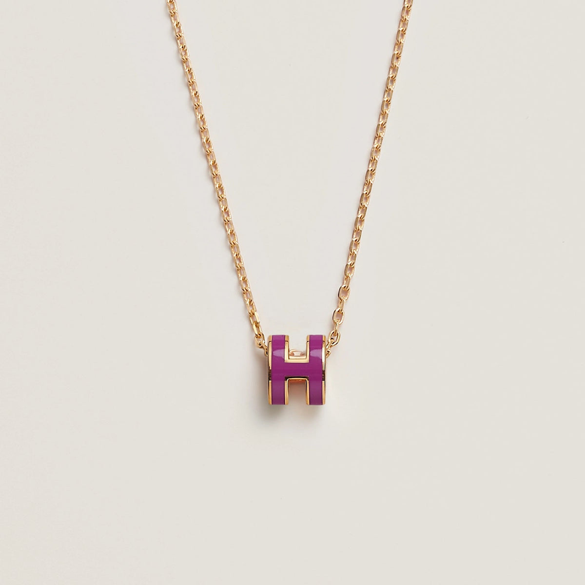 HERMES Gold Pop H Necklace Metal(Mini/Many)